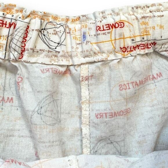 Handmade Shorts High Waisted Printed Math Formulas Geometry Calculus Cream Boxer - Picture 3 of 7